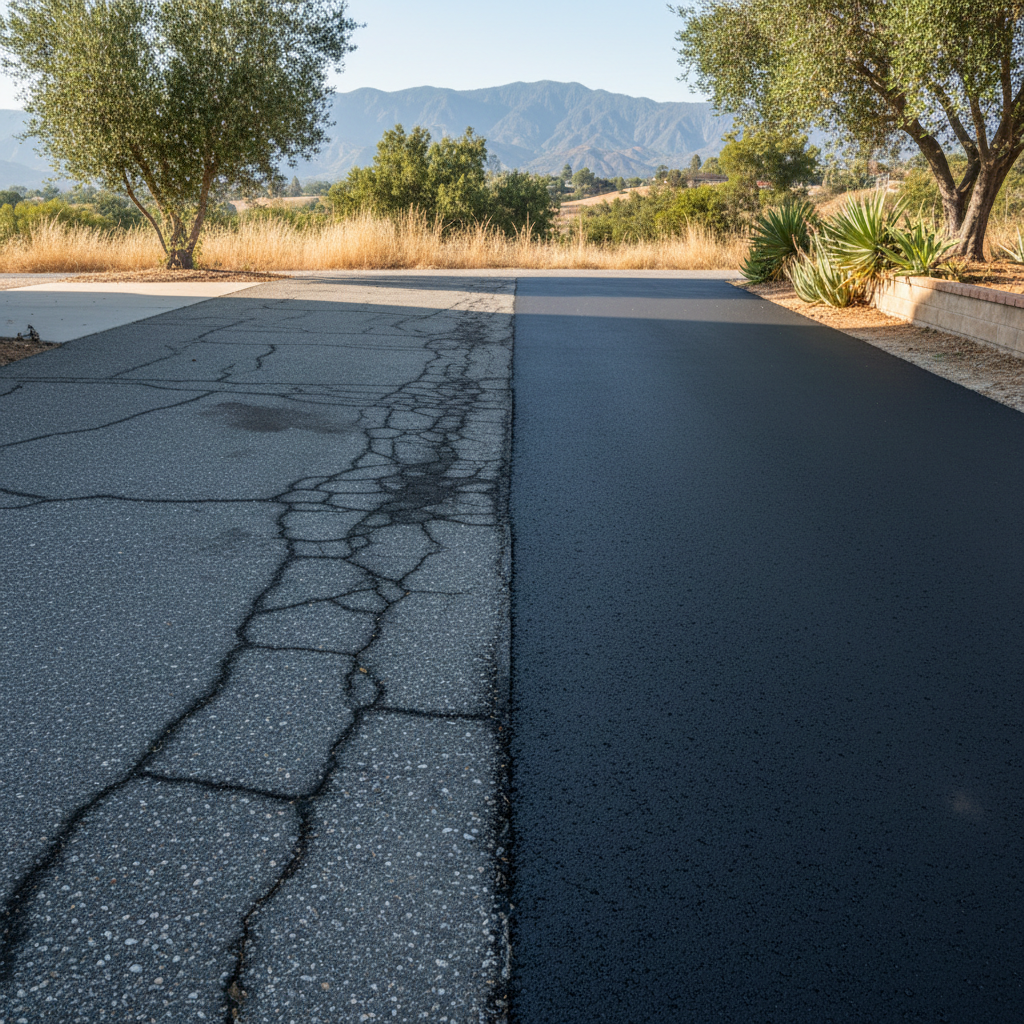 Completed driveway paving work at a residential property in Pasadena, CA
