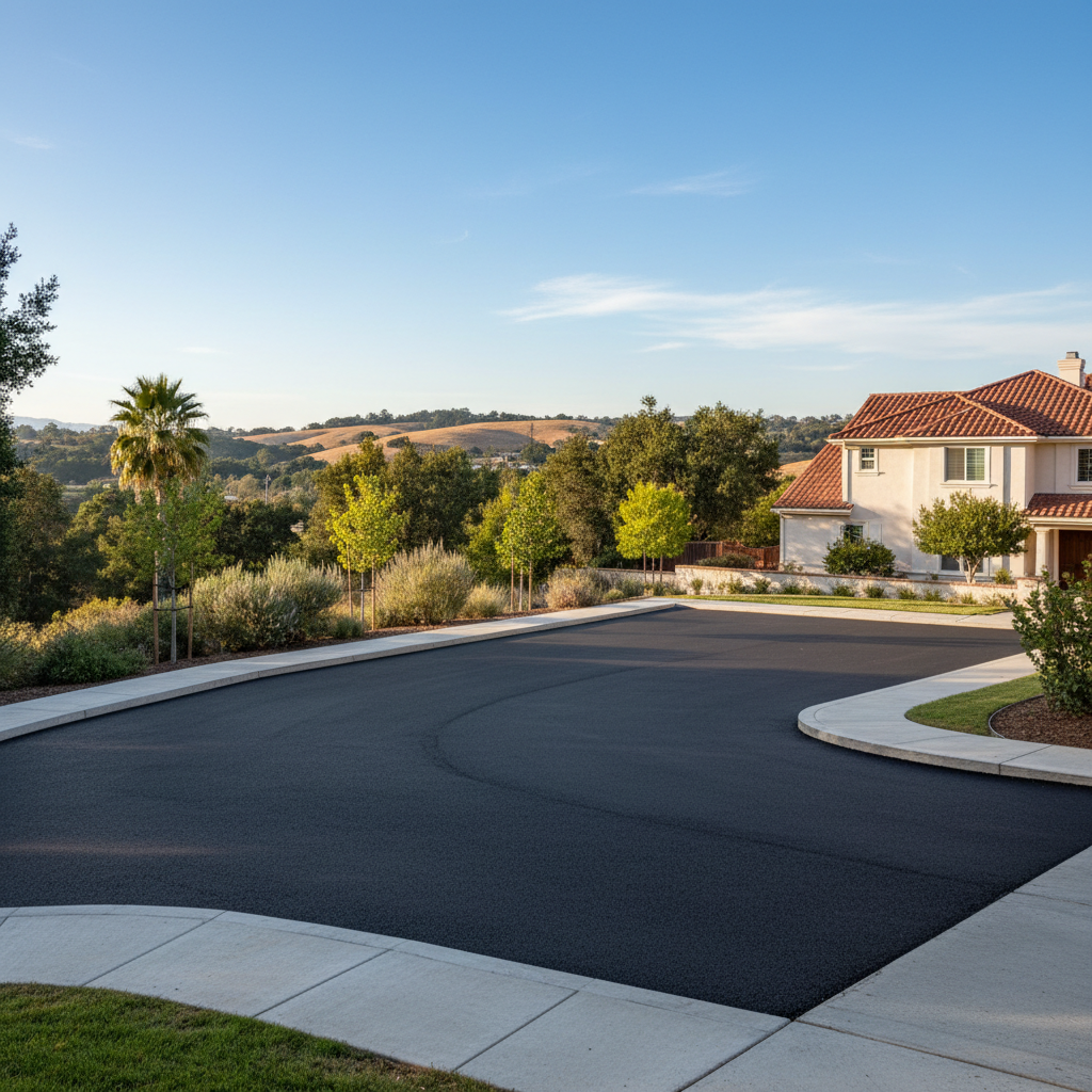 Completed parking lot paving work at a residential property in Burlingame, CA