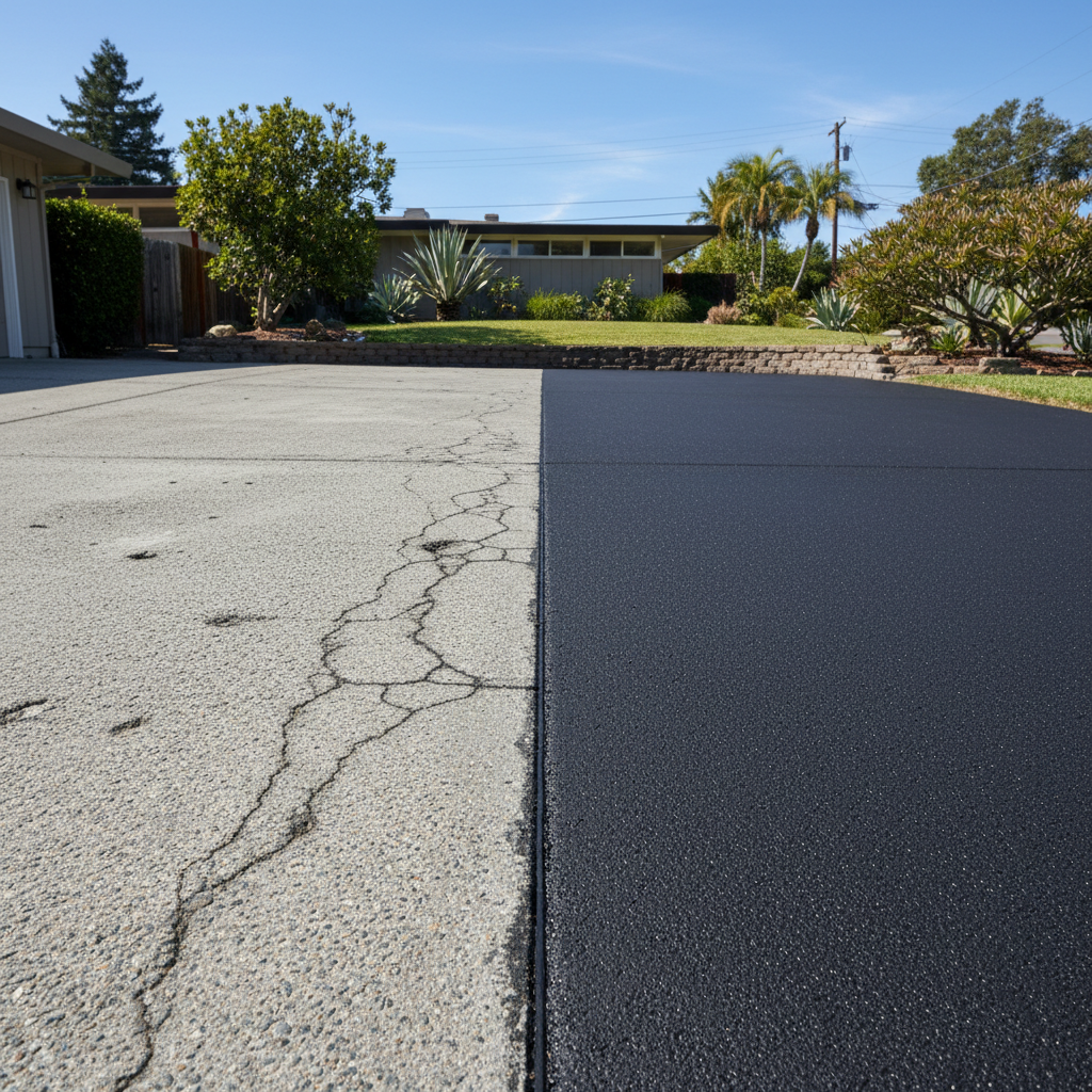 Completed slurry coating work at a residential property in Burlingame, CA