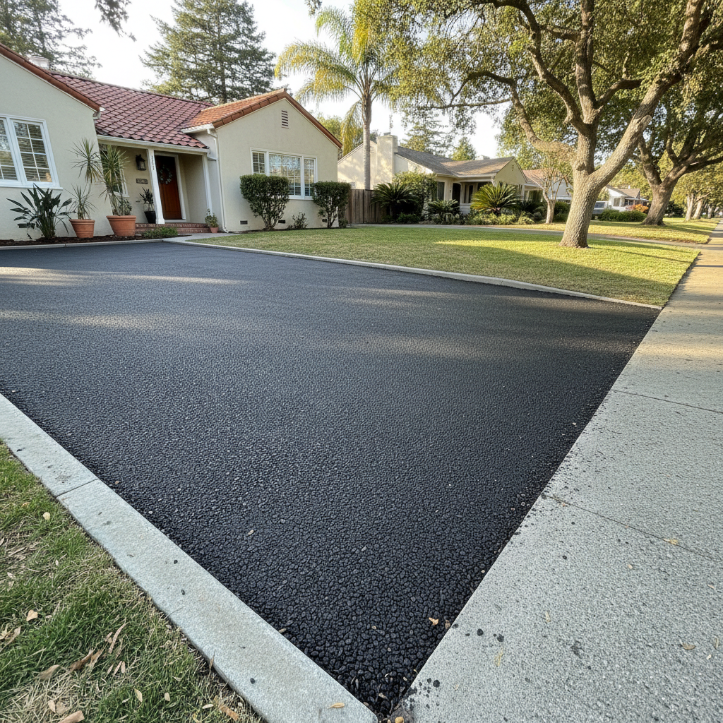 Completed asphalt milling work at a residential property in Burlingame, CA