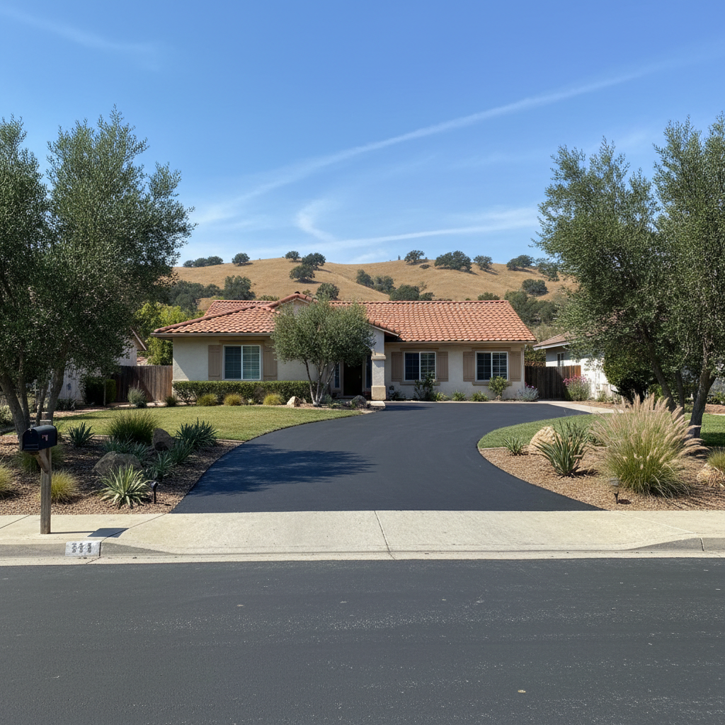 Completed asphalt paving work at a residential property in Murrieta, CA