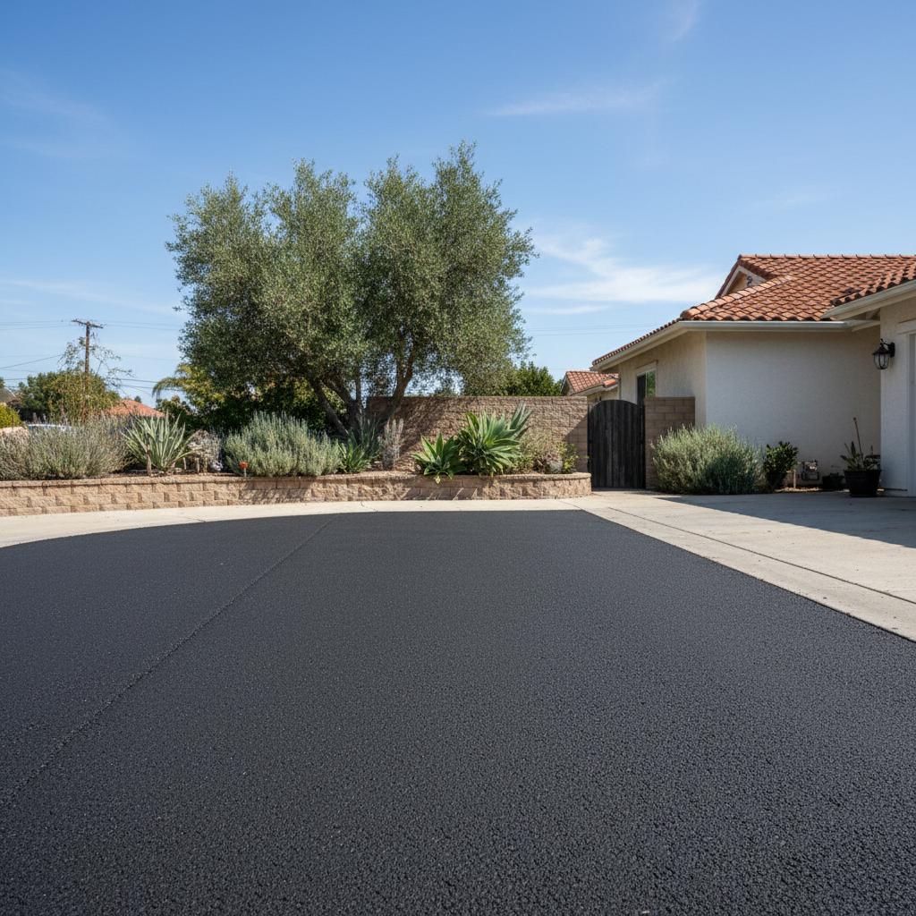 Completed asphalt patching work at a residential property in La Mesa, CA