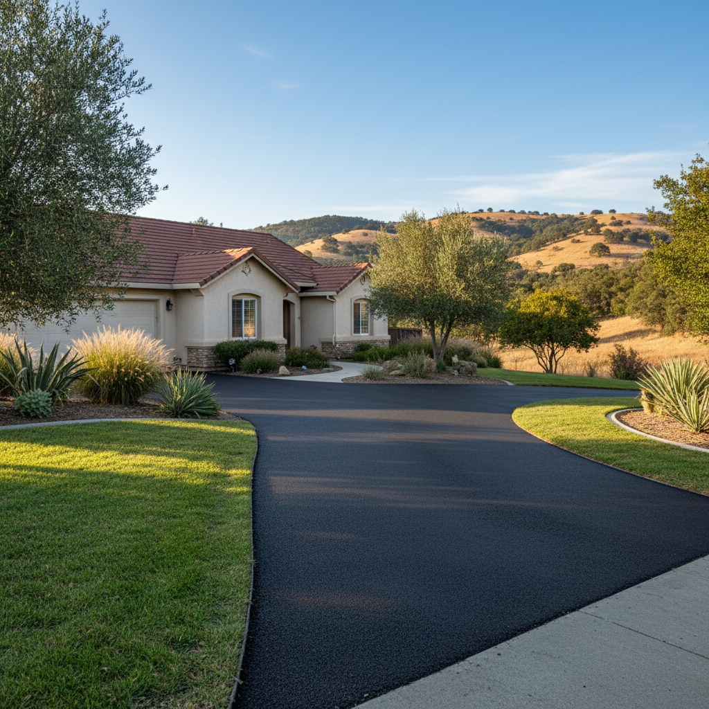 Completed asphalt paving work at a residential property in Oroville, CA