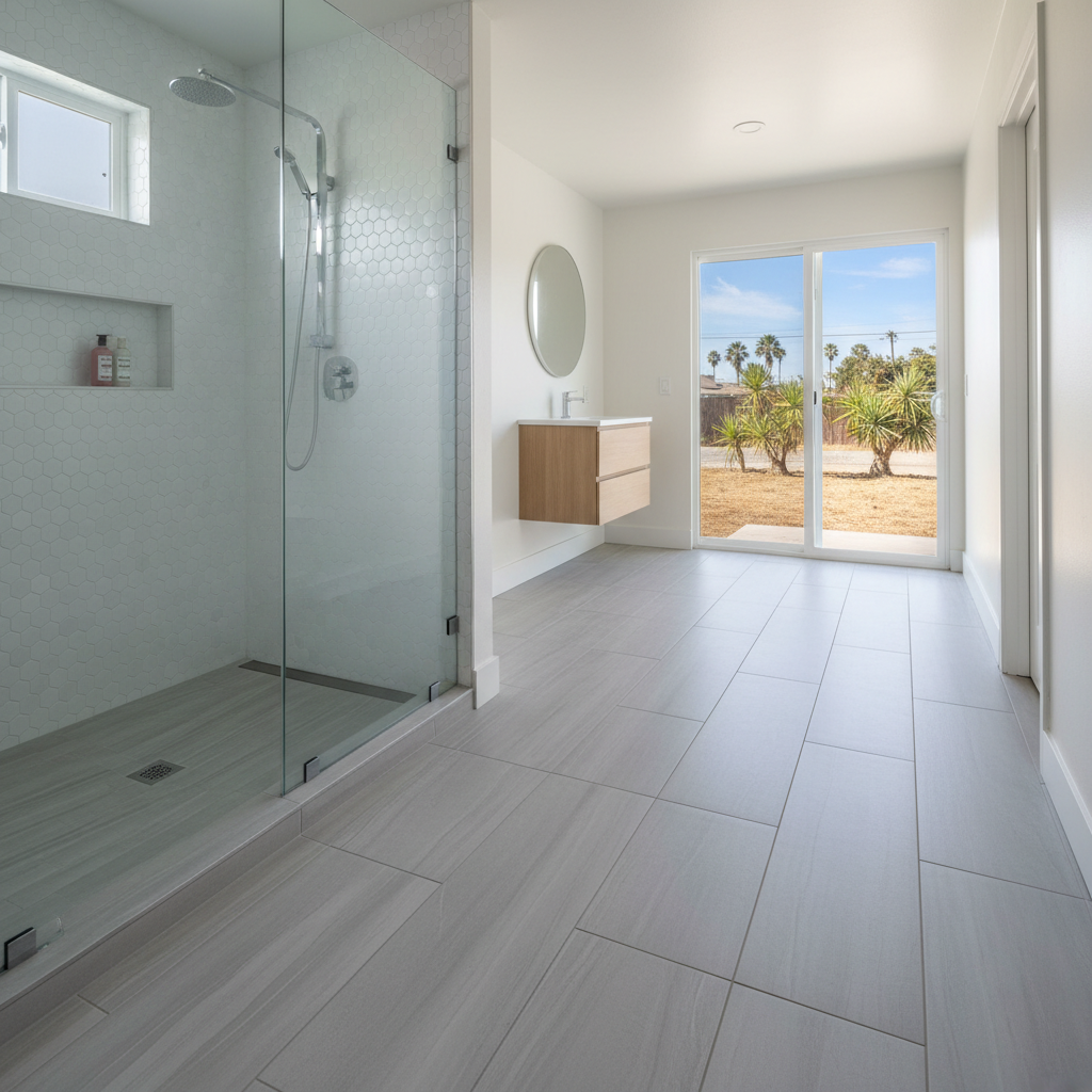 Completed tile and flooring installation work at a residential property in Gardena, CA