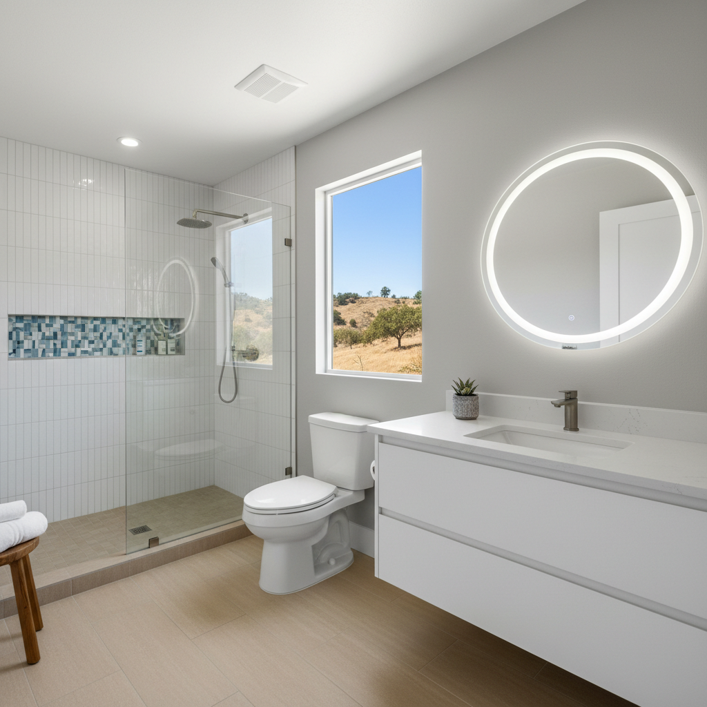 Completed bathroom remodel work at a residential property in Hawthorne, CA