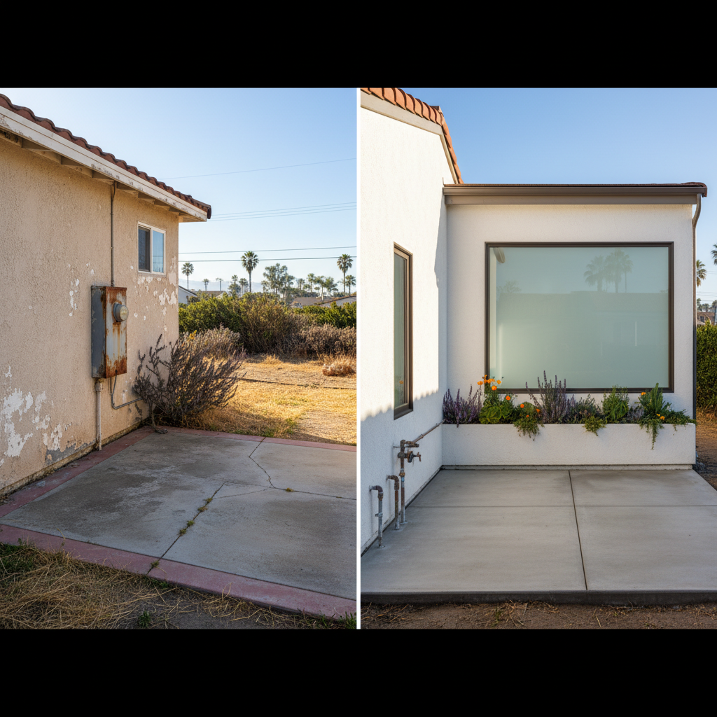 Completed bathroom expansion work at a residential property in Huntington Beach, CA