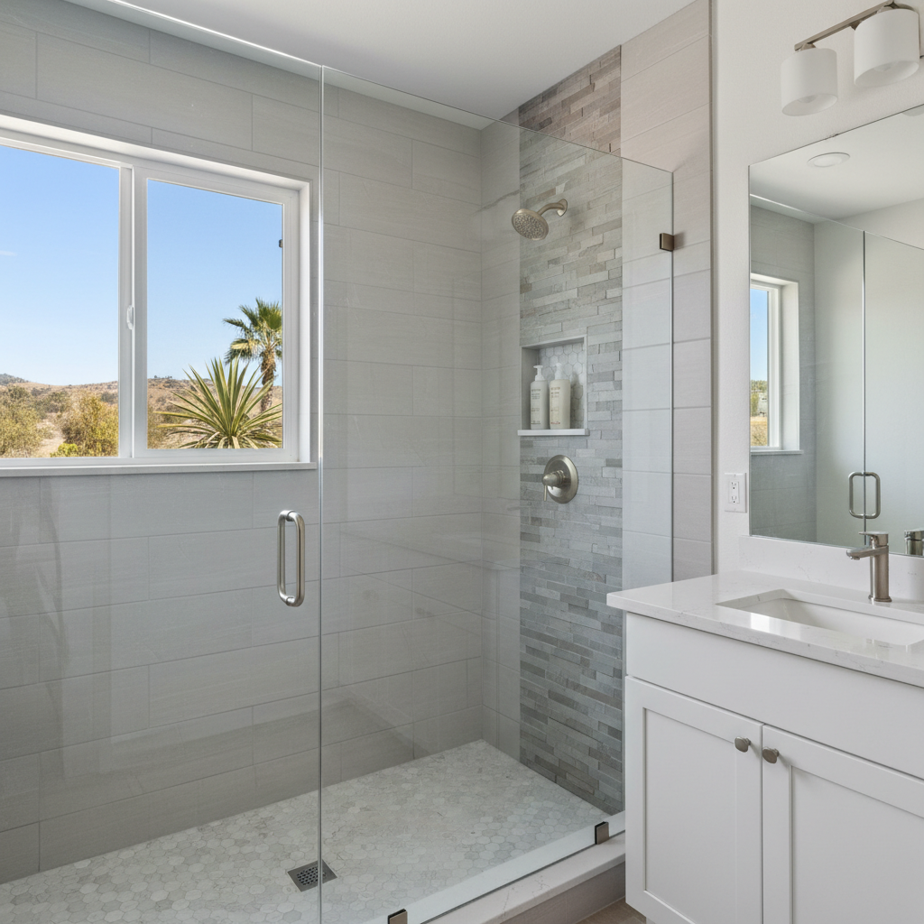 Completed shower replacement work at a residential property in Irvine, CA