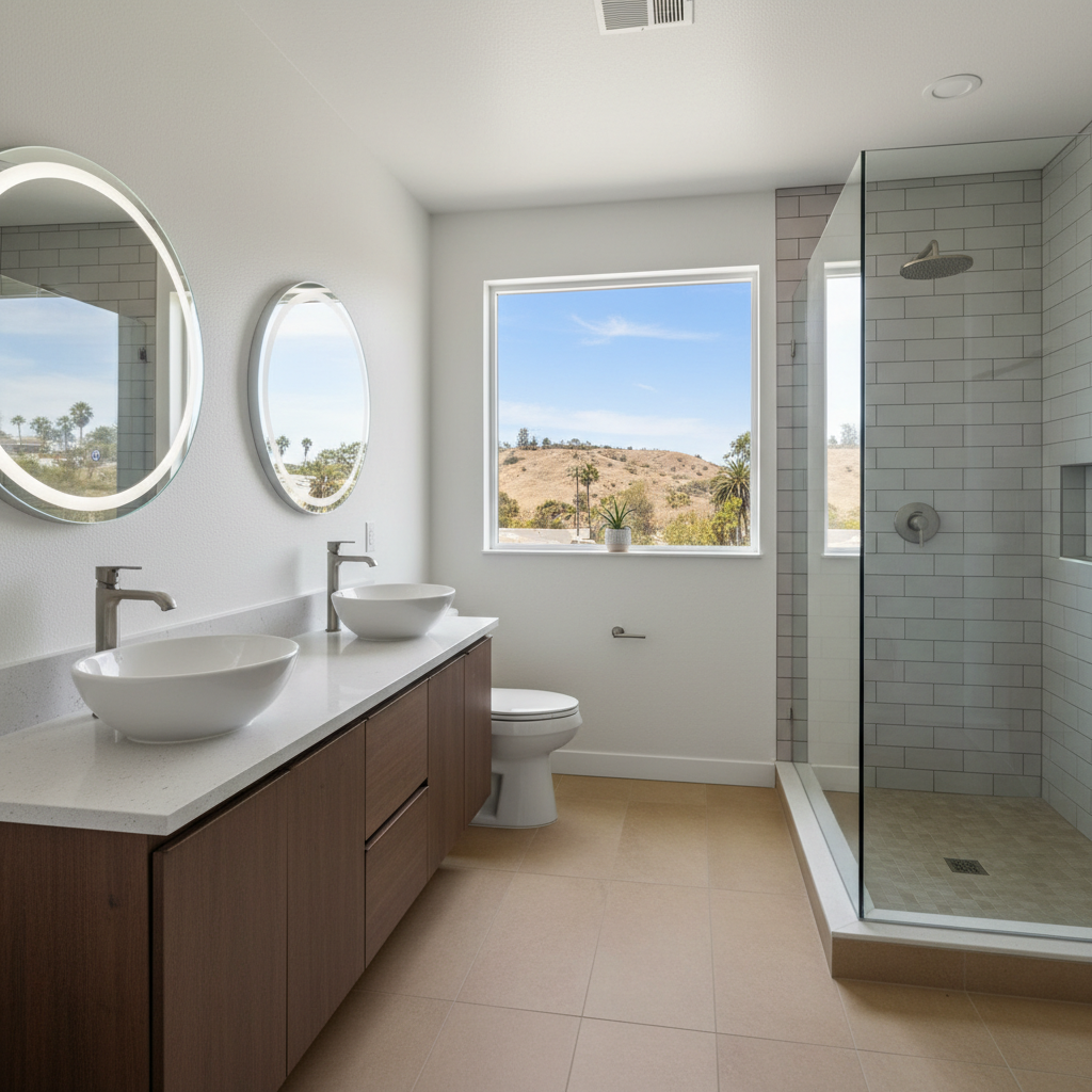 Completed bathroom modernization work at a residential property in La Mirada, CA