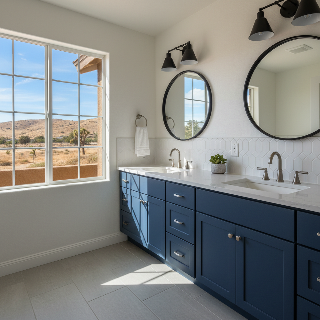 Completed vanity and sink installation work at a residential property in Lancaster, CA