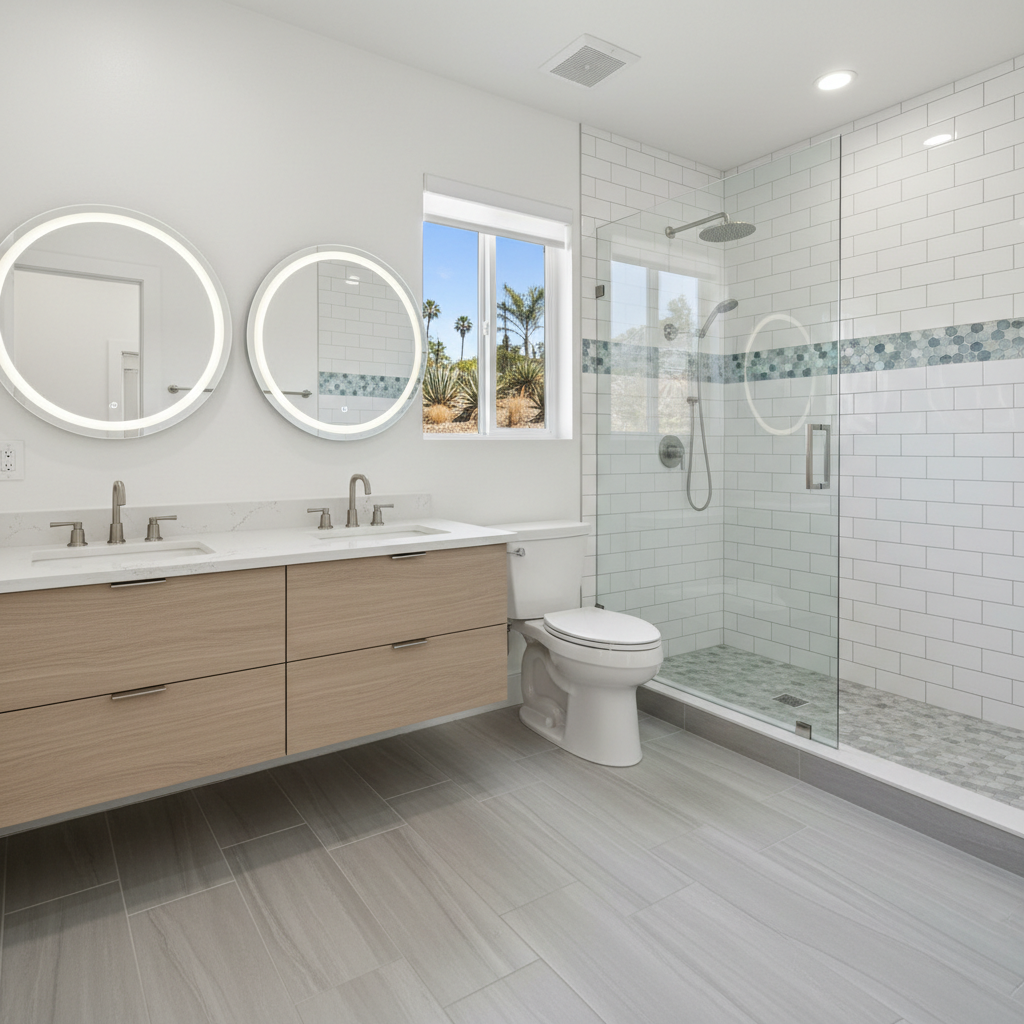 Completed tile and flooring installation work at a residential property in Lawndale, CA