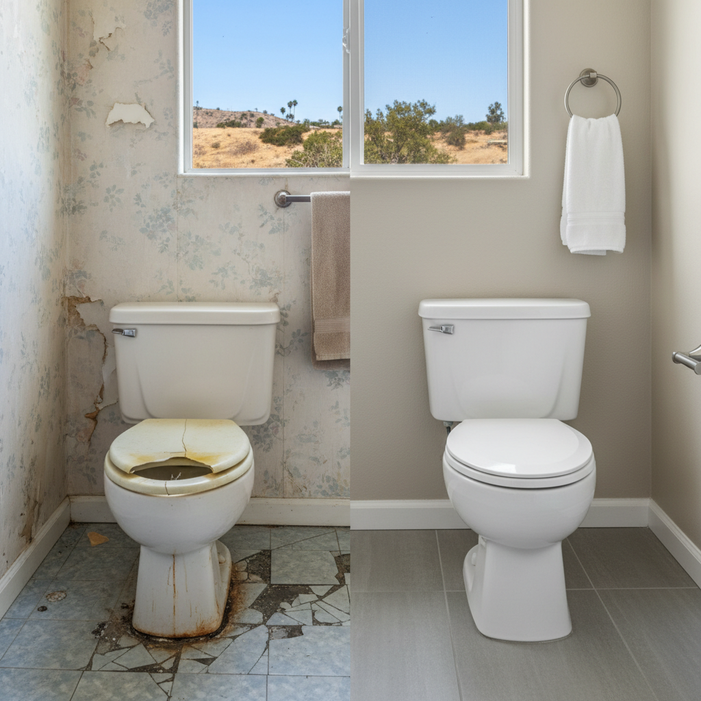 Completed toilet installation work at a residential property in Lynwood, CA