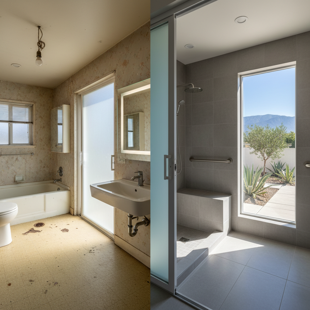 Completed handicap accessible bathrooms work at a residential property in Pasadena, CA