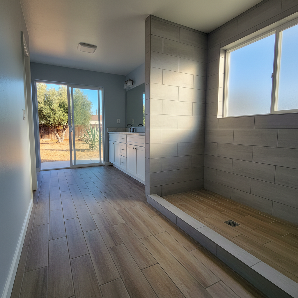Completed tile and flooring installation work at a residential property in Covina, CA