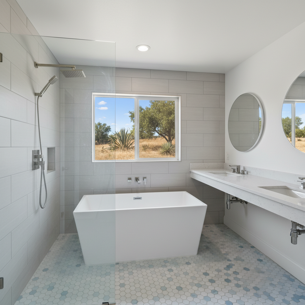 Completed bathtub and shower installation work at a residential property in Covina, CA