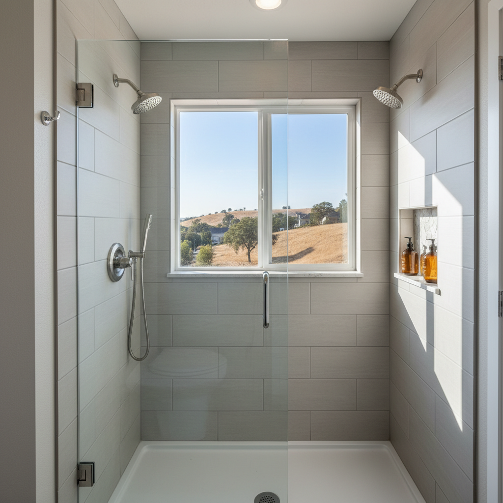 Completed shower replacement work at a residential property in Roseville, CA