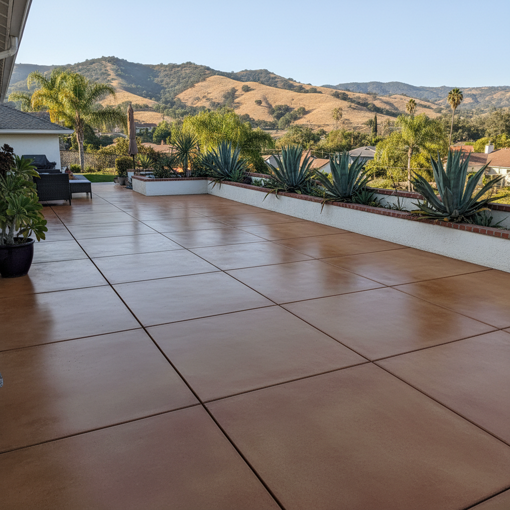 Completed concrete staining work at a residential property in Ventura, CA