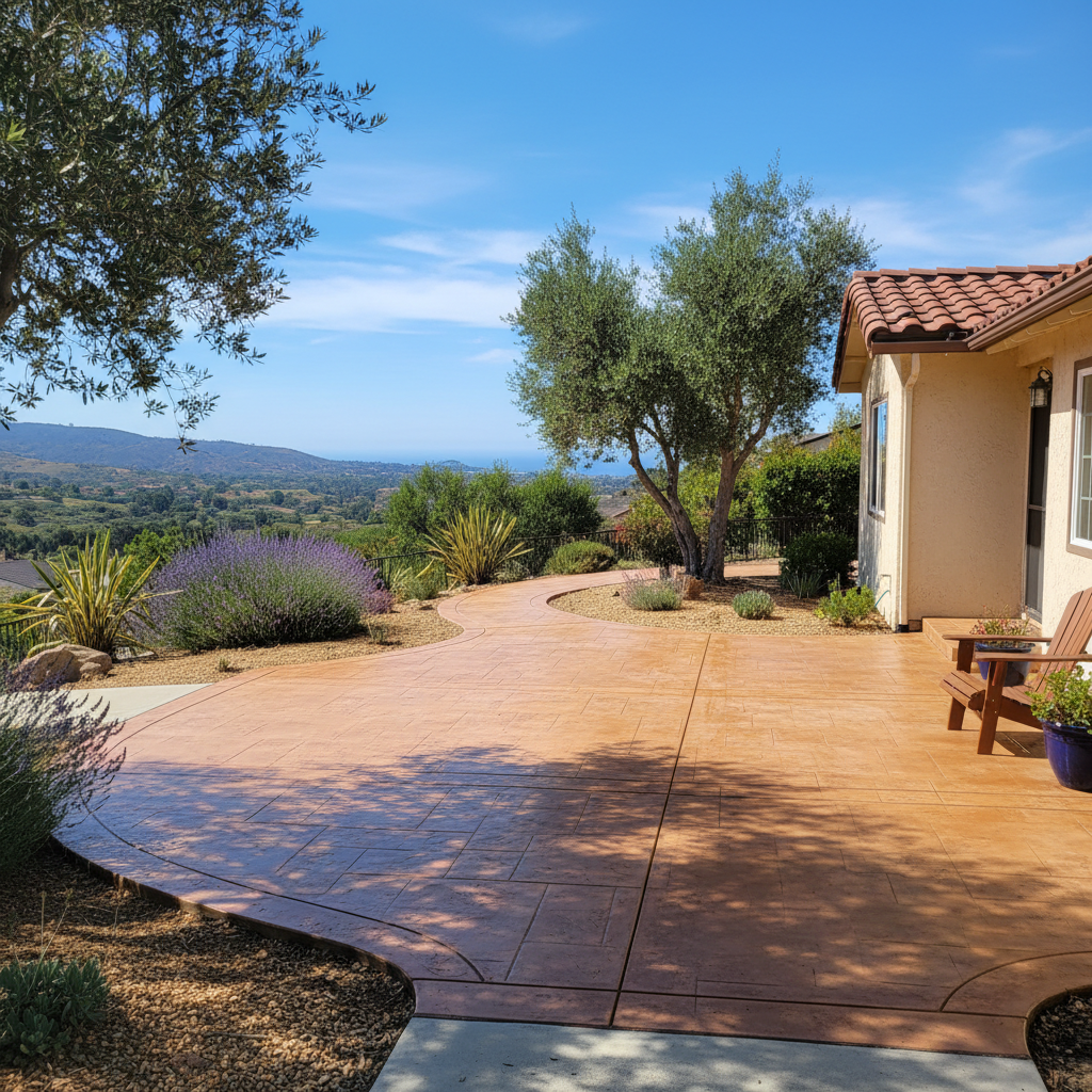 Completed decorative concrete work at a residential property in Santa Barbara, CA