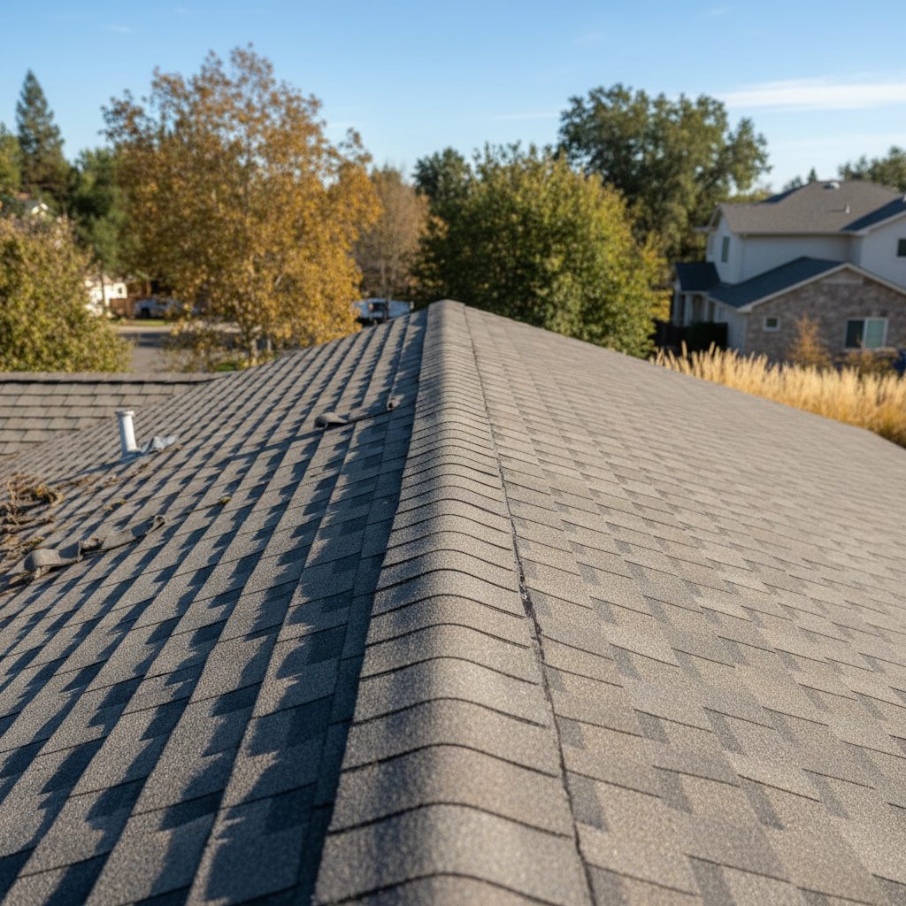 Completed roof repair work at a residential property in Folsom, CA