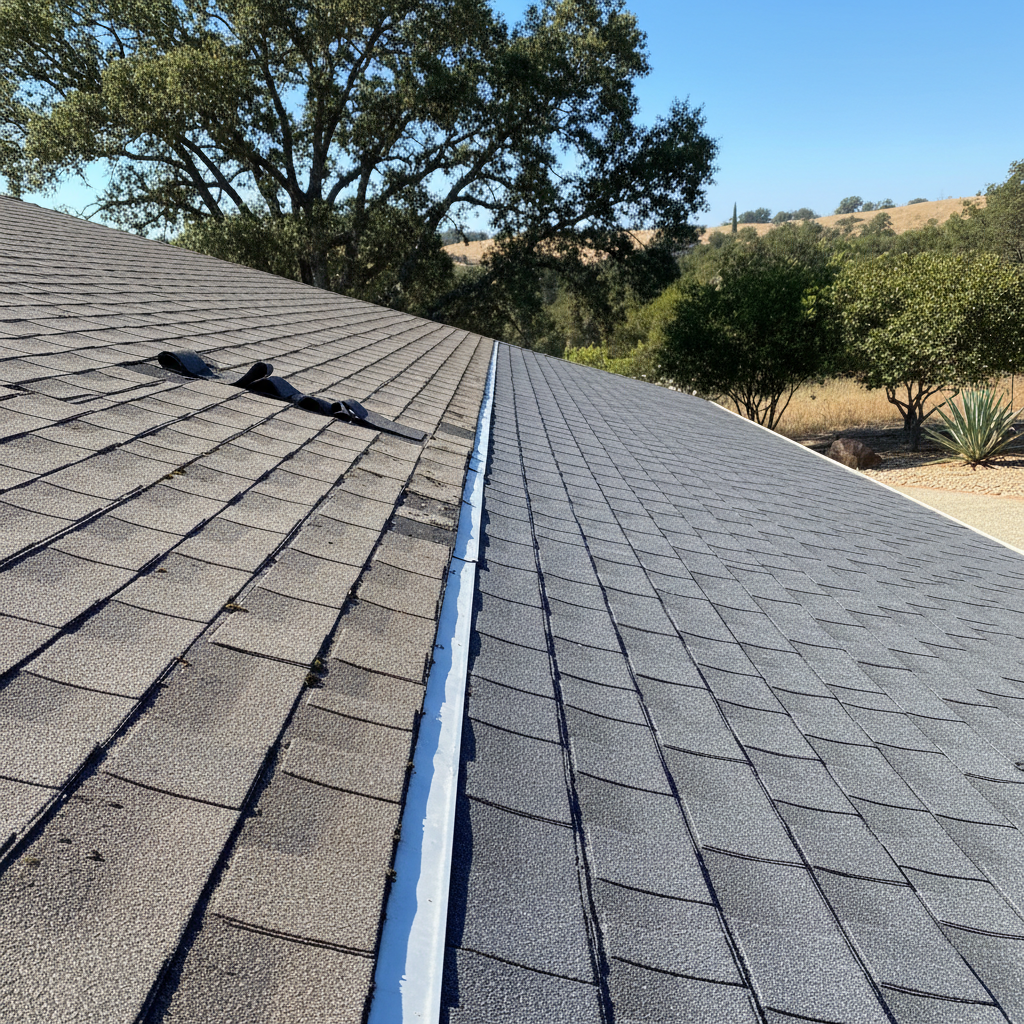 Completed roof repair work at a residential property in Folsom, CA