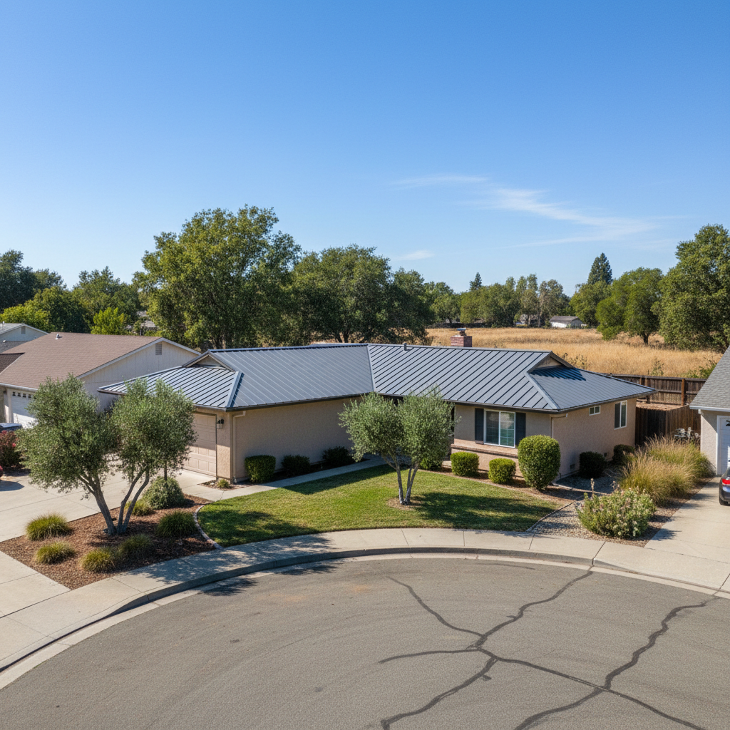 Completed metal roofing work at a residential property in Citrus Heights, CA