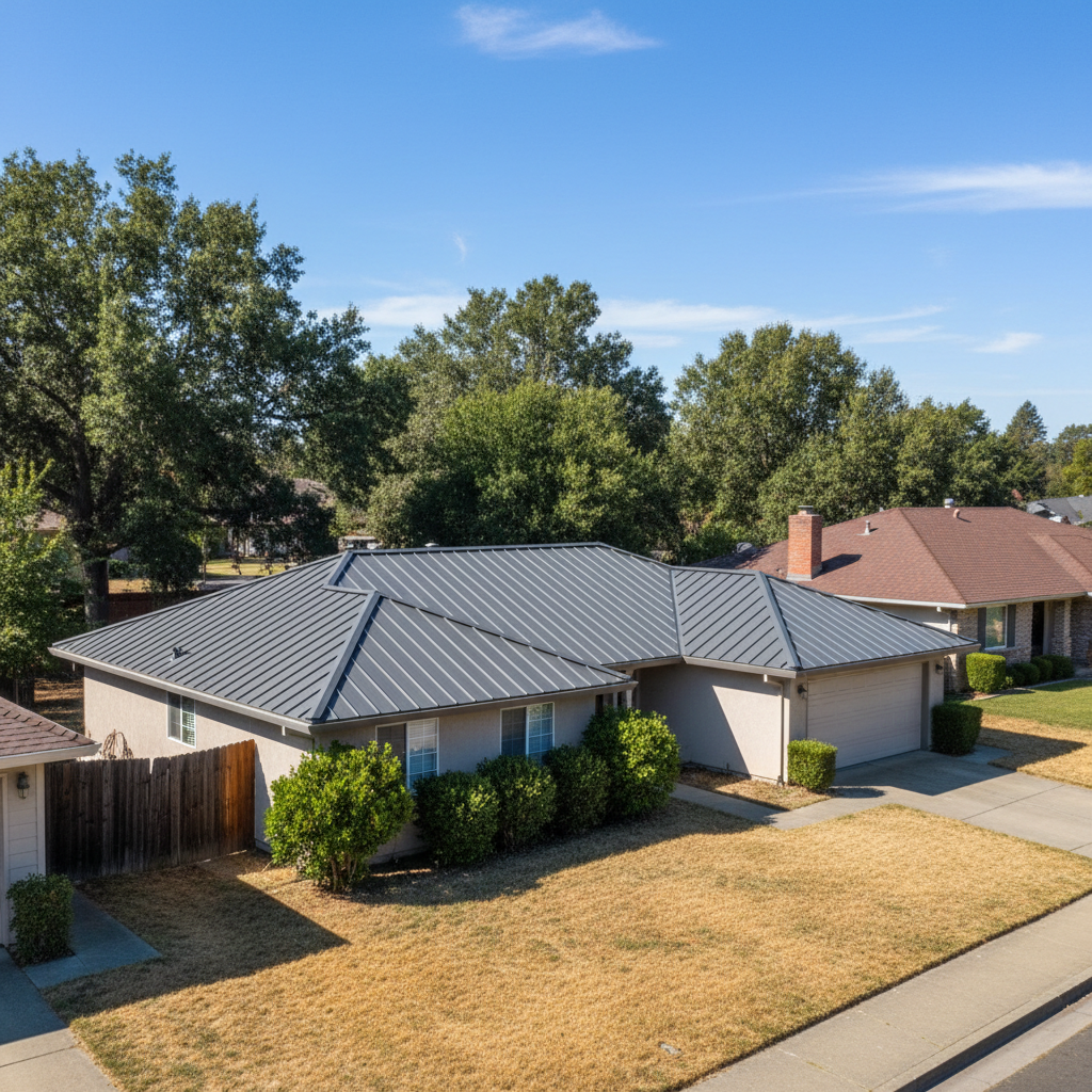 Completed metal roofing work at a residential property in Citrus Heights, CA
