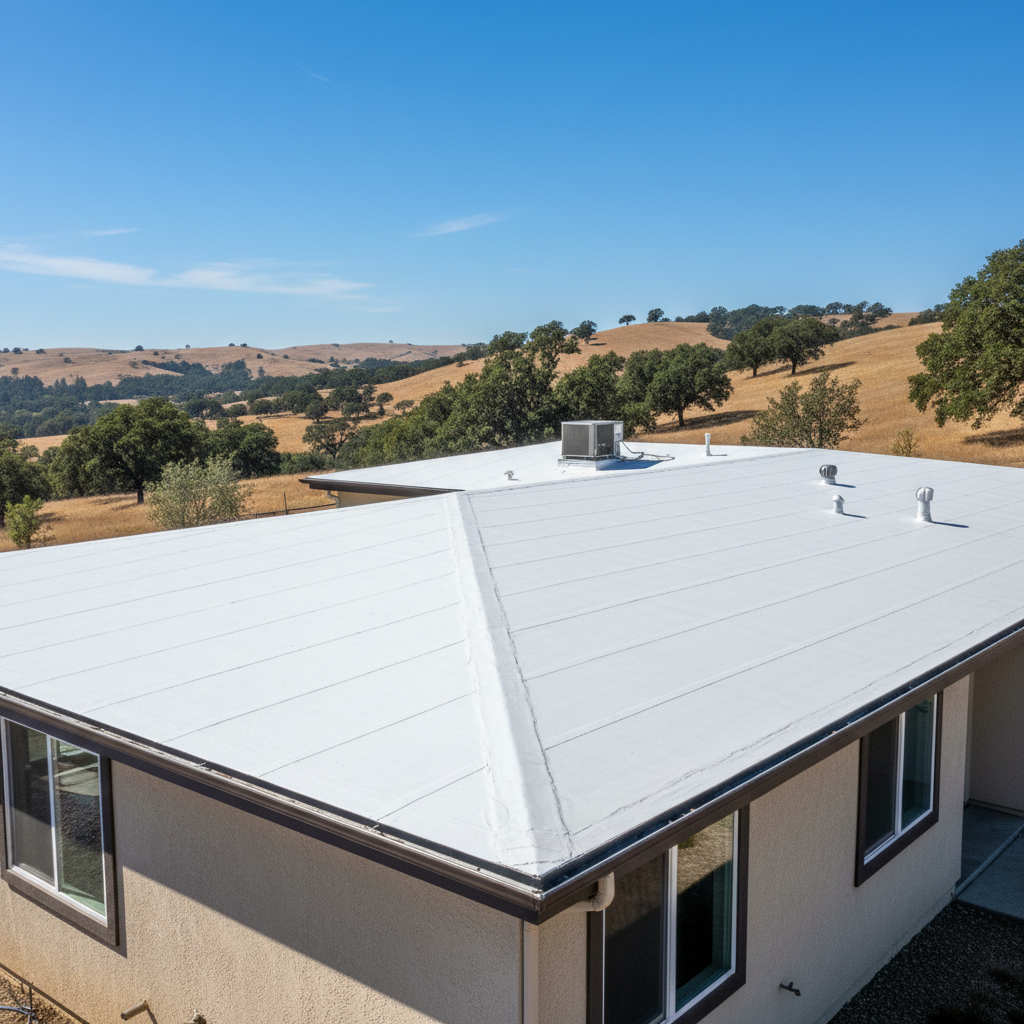 Completed commercial tpo roofing work at a residential property in Rancho Cordova, CA