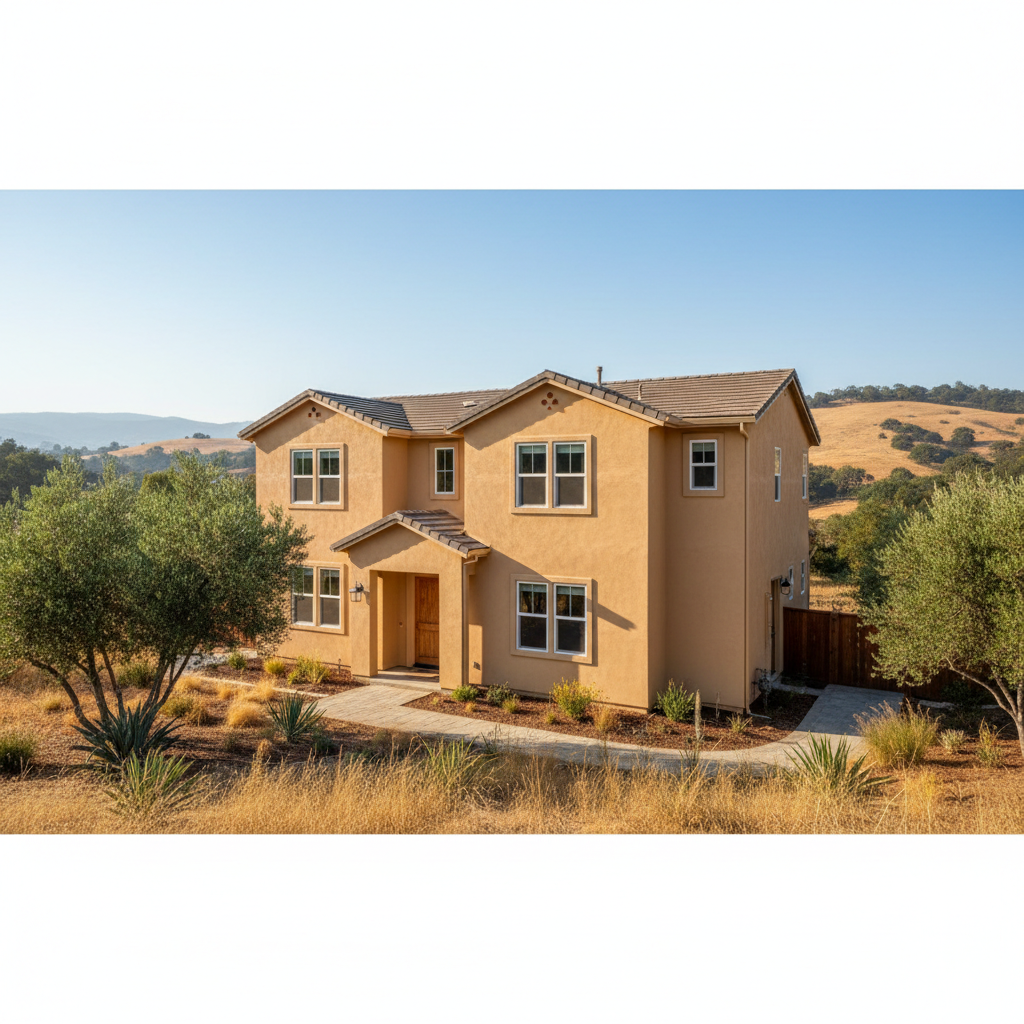 Completed stucco installation work at a residential property in Sacramento, CA
