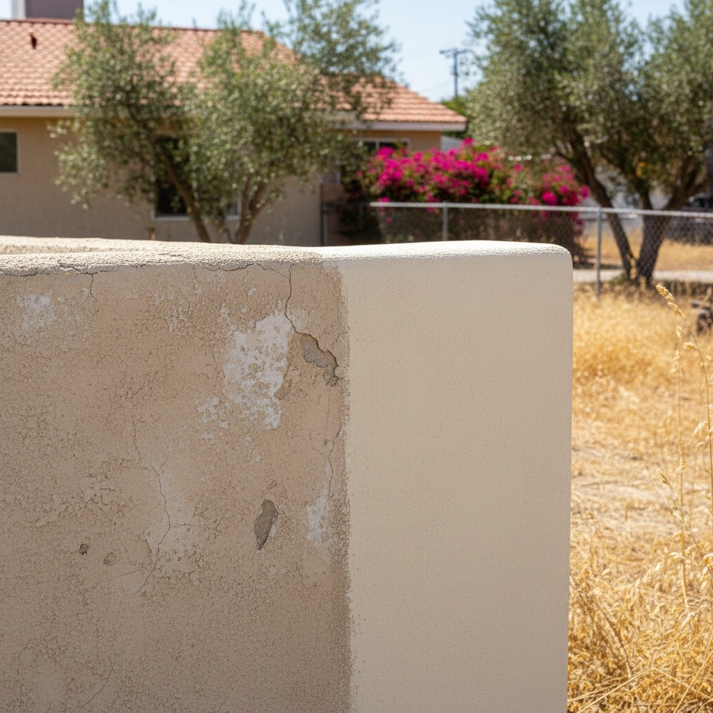 Completed stucco repair work at a residential property in Modesto, CA