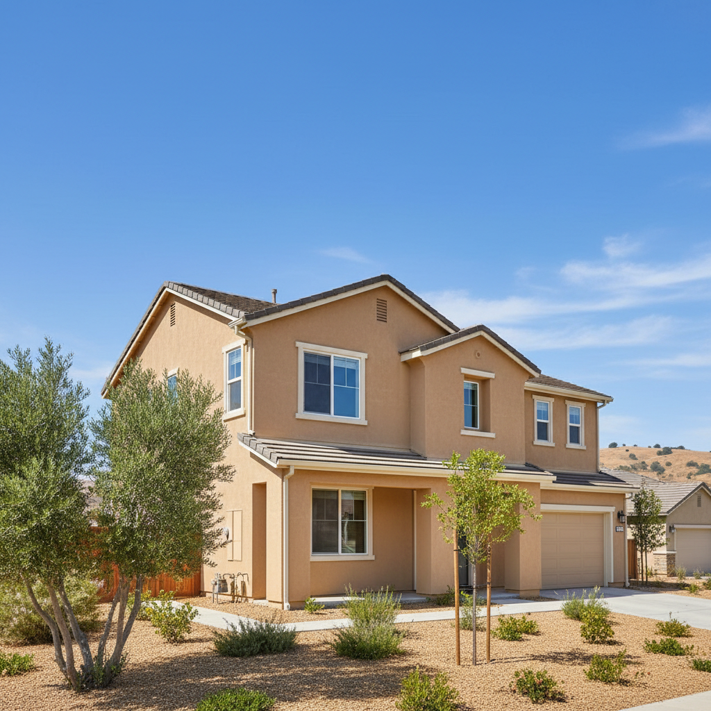 Completed stucco painting work at a residential property in Clovis, CA