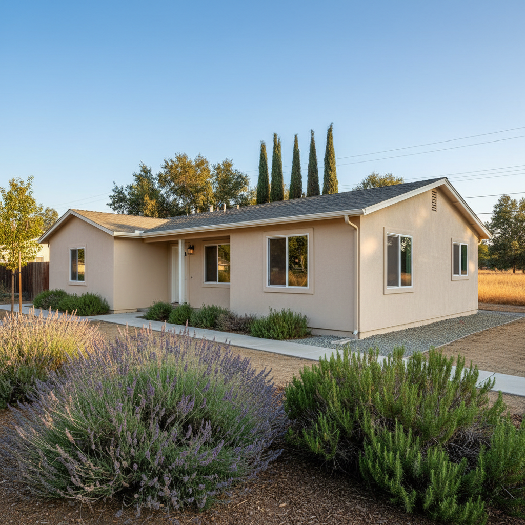 Completed stucco removal work at a residential property in Madera, CA