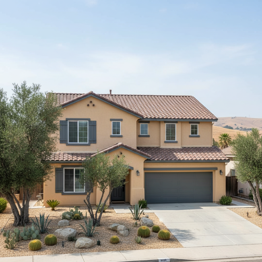 Completed stucco painting work at a residential property in Clovis, CA