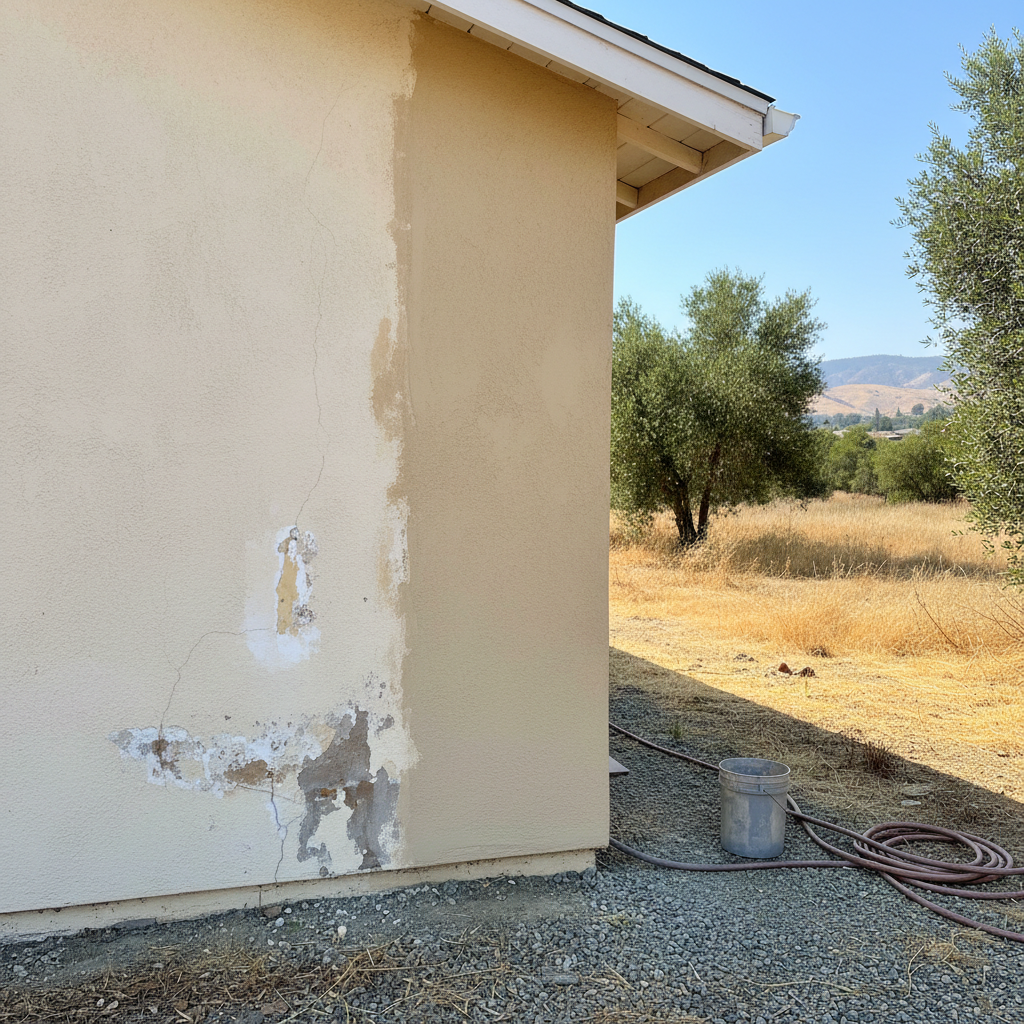 Completed stucco repair work at a residential property in Antioch, CA