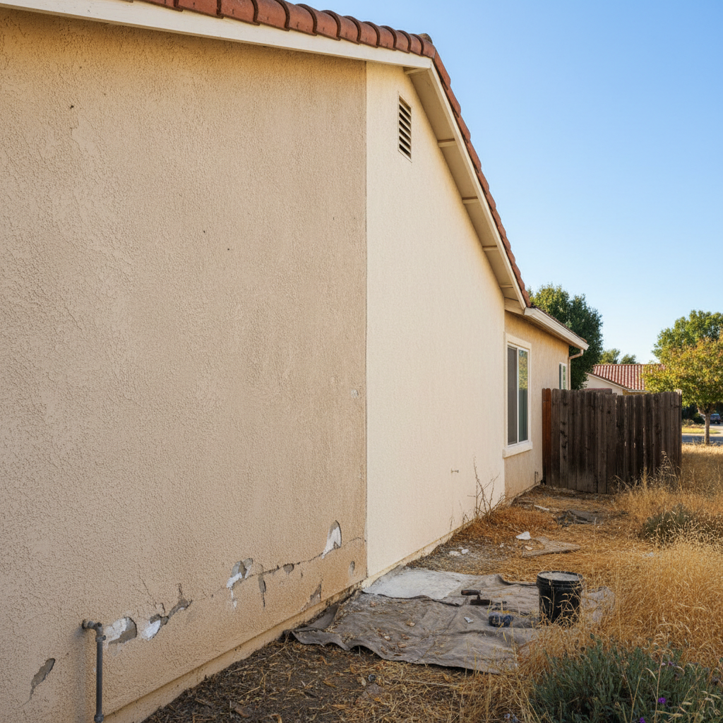 Completed stucco repair work at a residential property in Antioch, CA