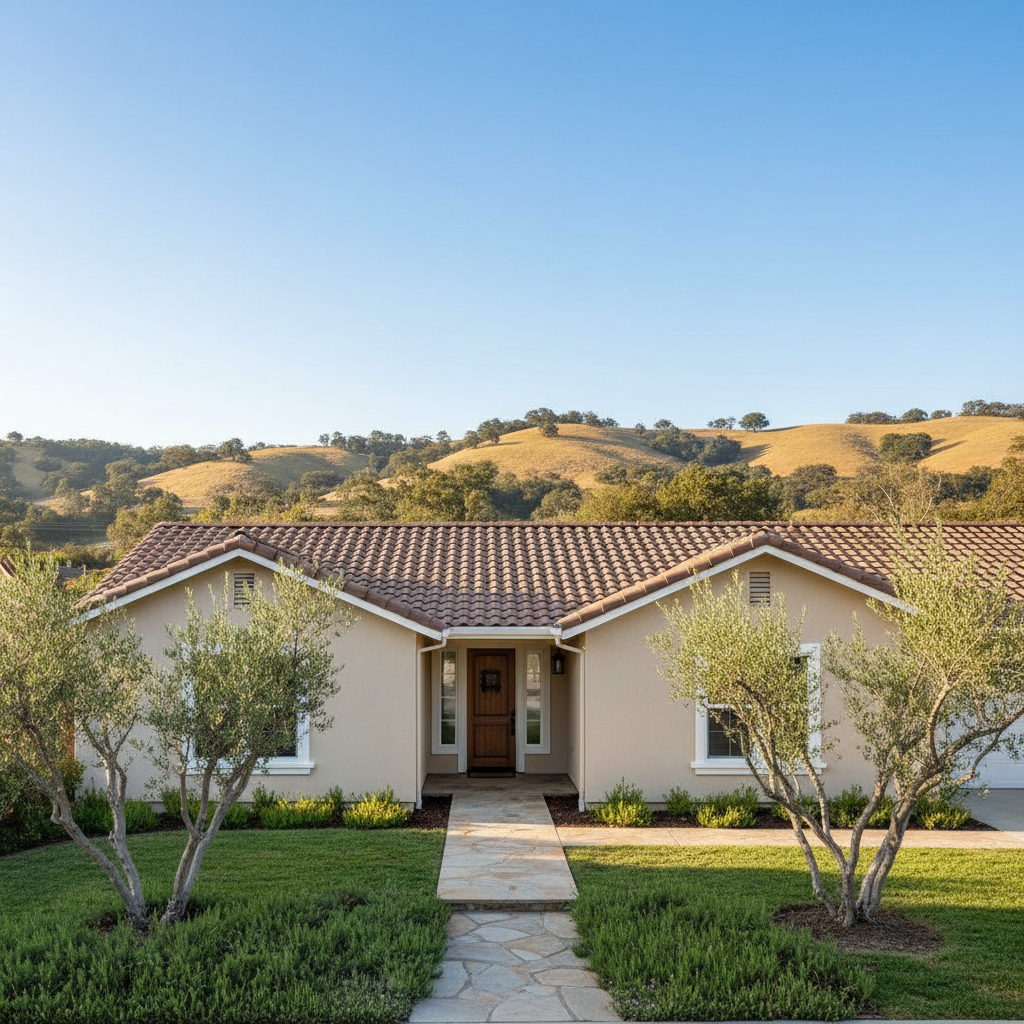 Completed stucco painting work at a residential property in Tracy, CA