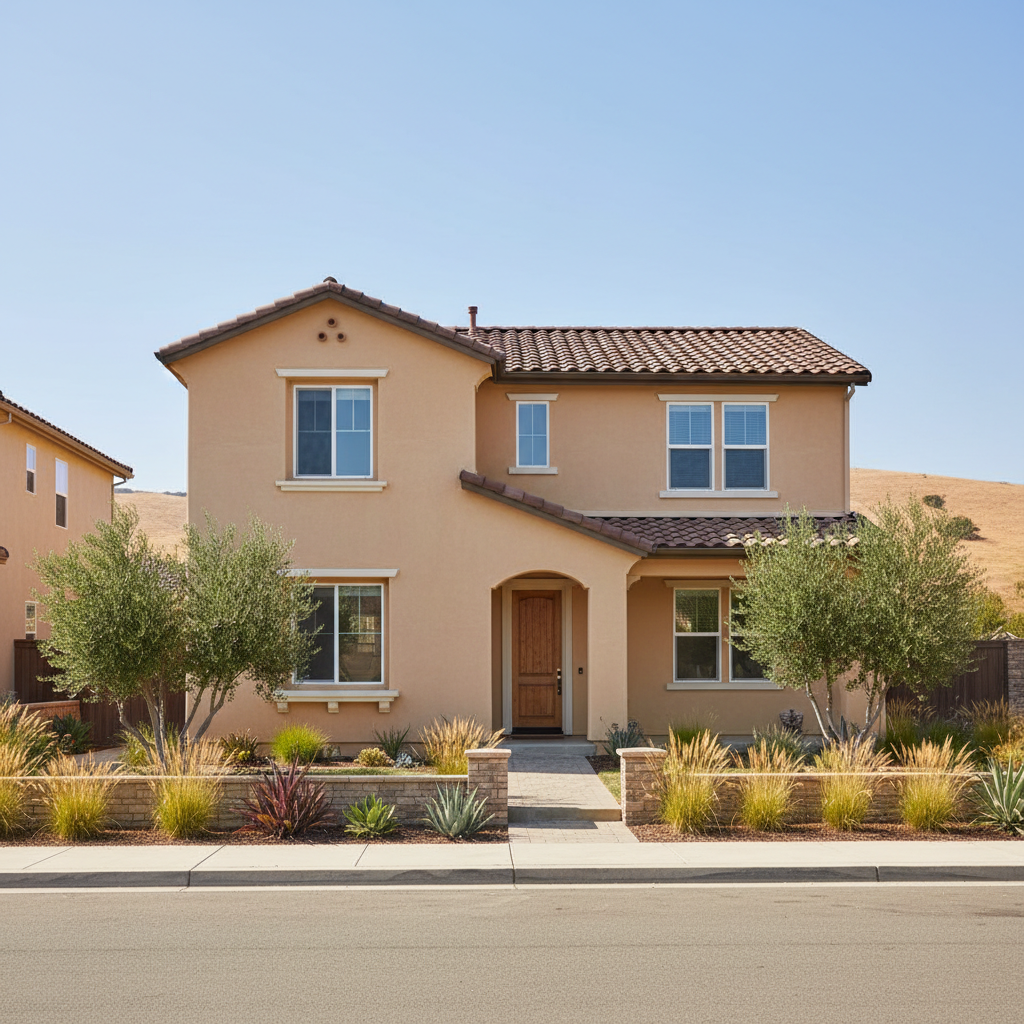 Completed stucco painting work at a residential property in Tracy, CA