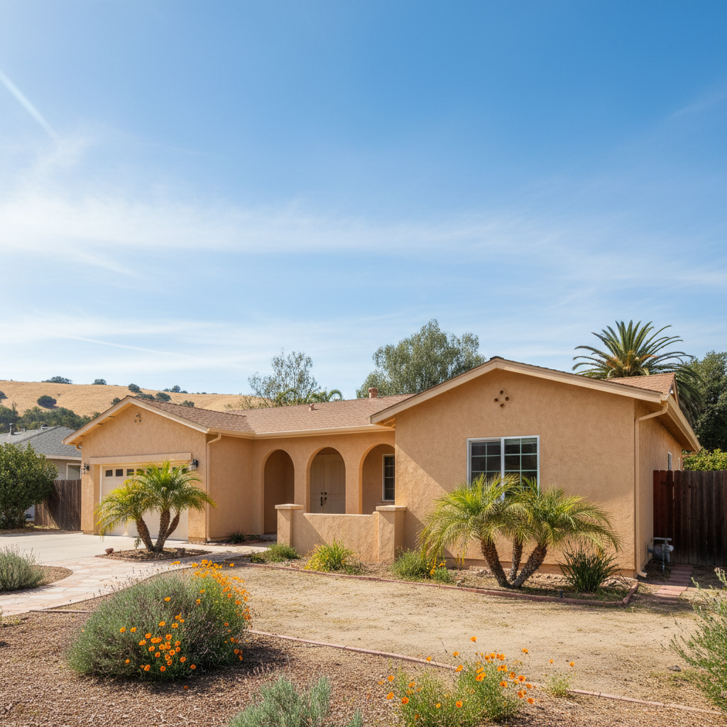 Completed residential stucco work at a residential property in Stockton, CA