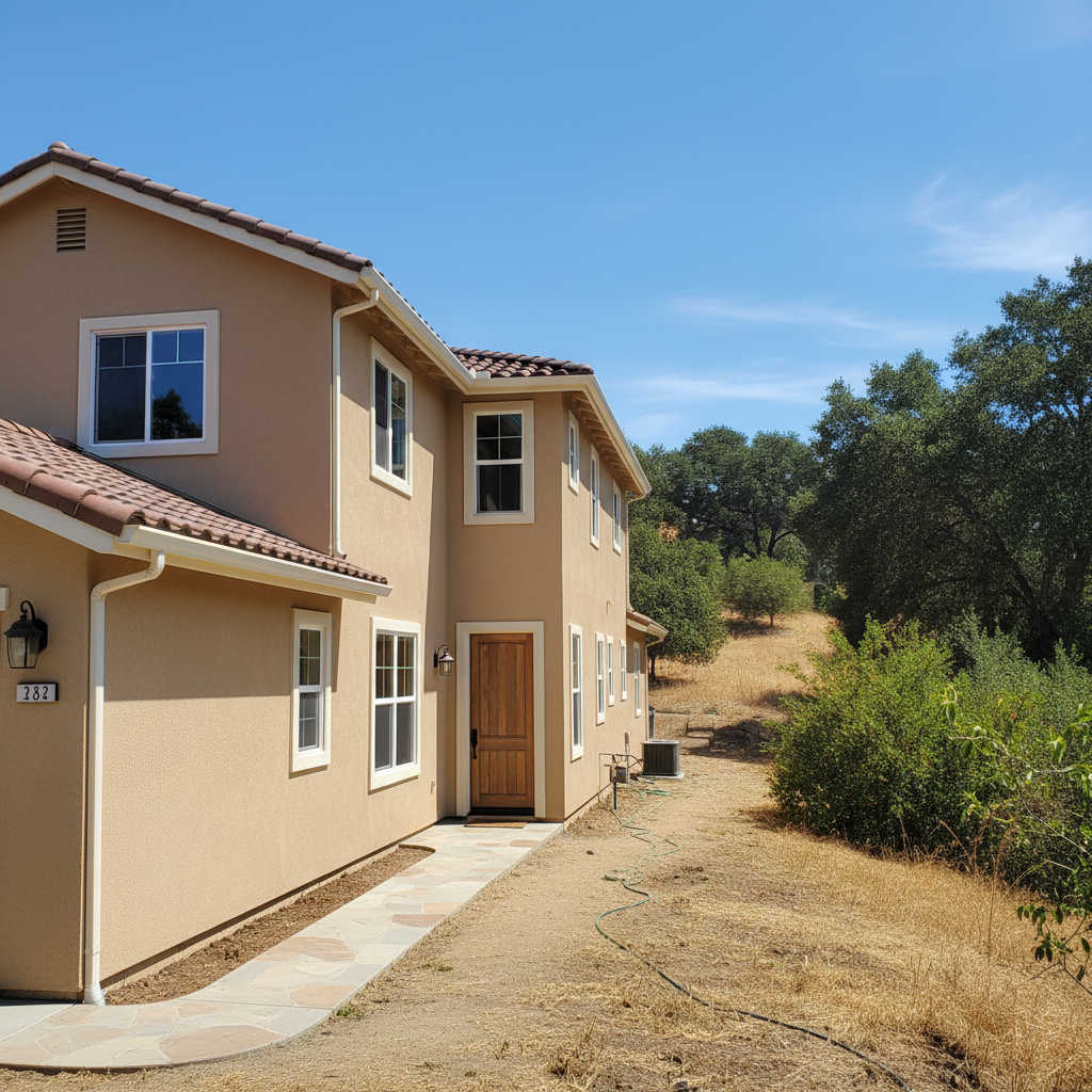 Completed stucco installation work at a residential property in Los Gatos, CA