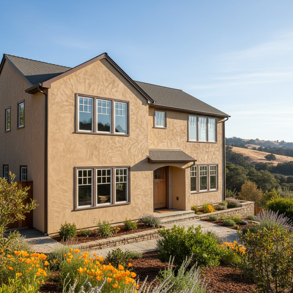 Completed residential stucco work at a residential property in Berkeley, CA