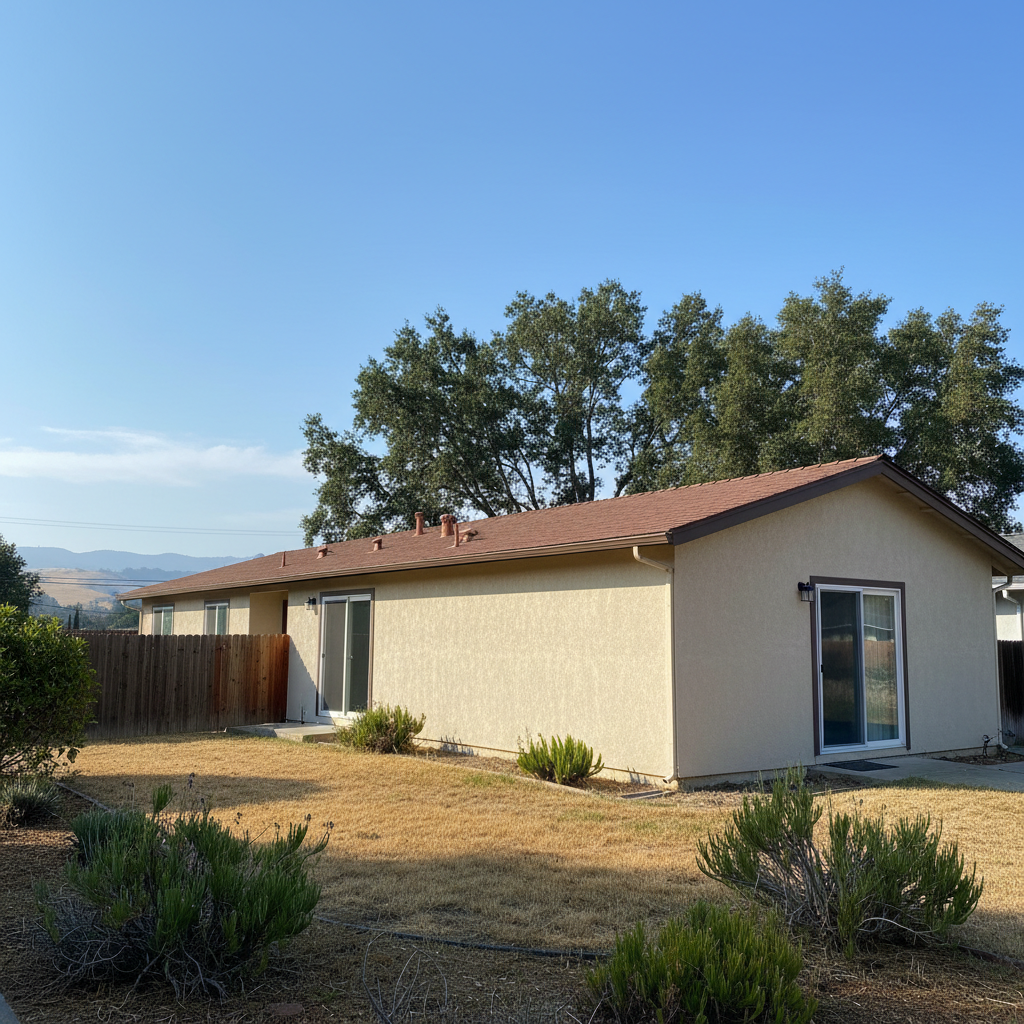 Completed stucco replacement work at a residential property in Fremont, CA