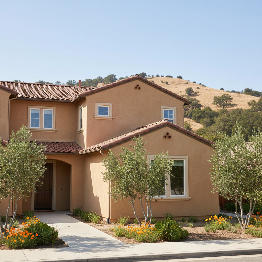 Completed stucco installation work at a residential property in Campbell, CA