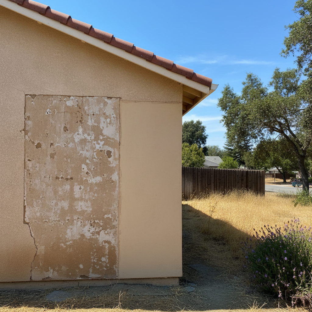 Completed stucco replacement work at a residential property in Fremont, CA