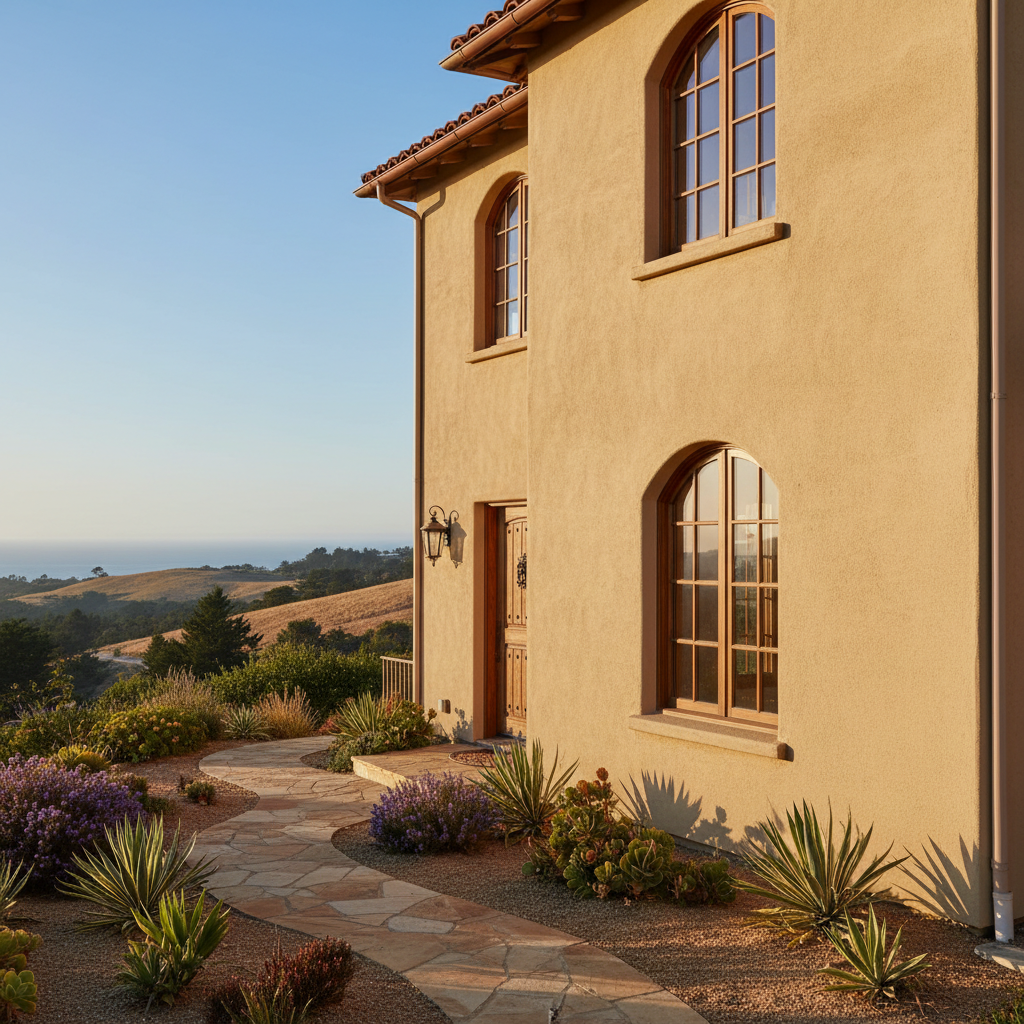 Completed residential stucco work at a residential property in Monterey, CA