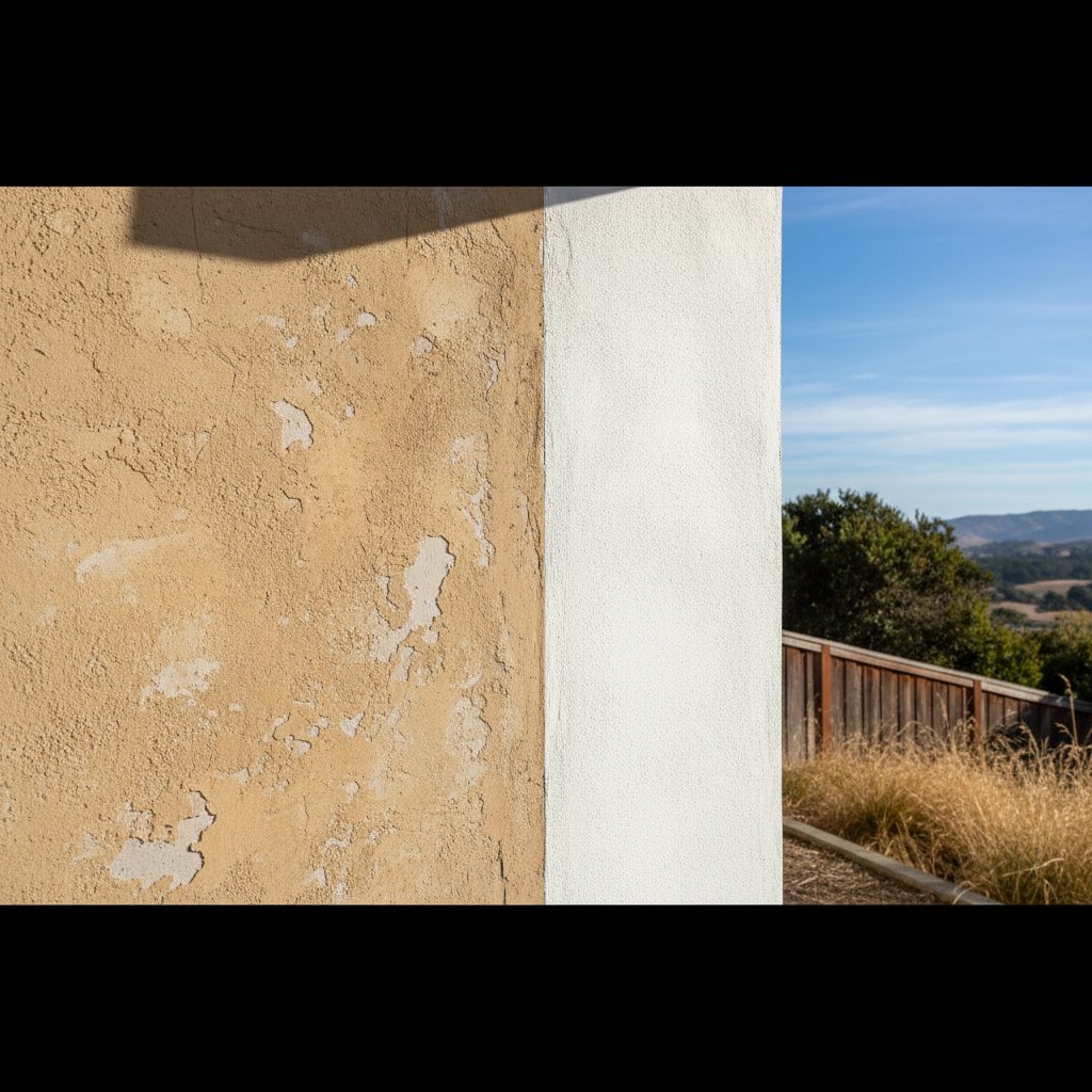 Completed stucco replacement work at a residential property in Richmond, CA