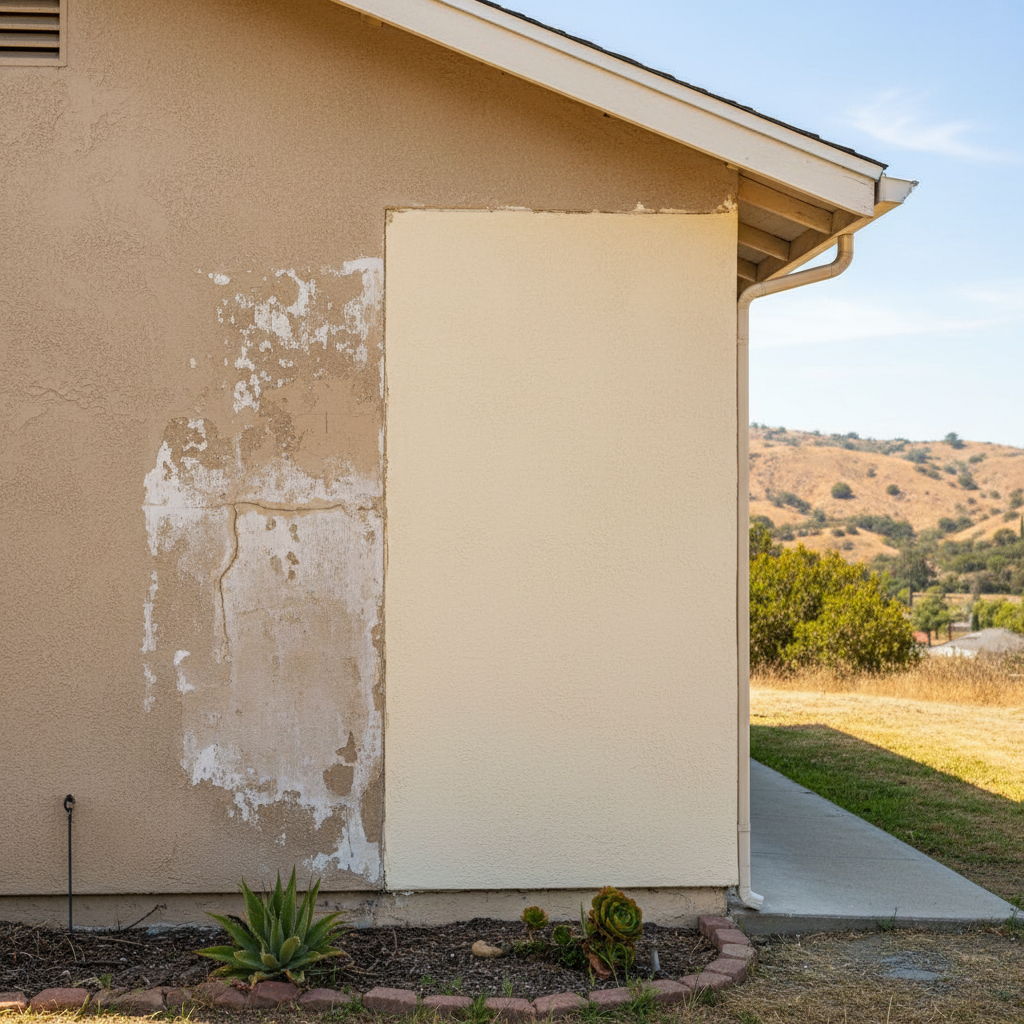 Completed stucco repair work at a residential property in Salinas, CA