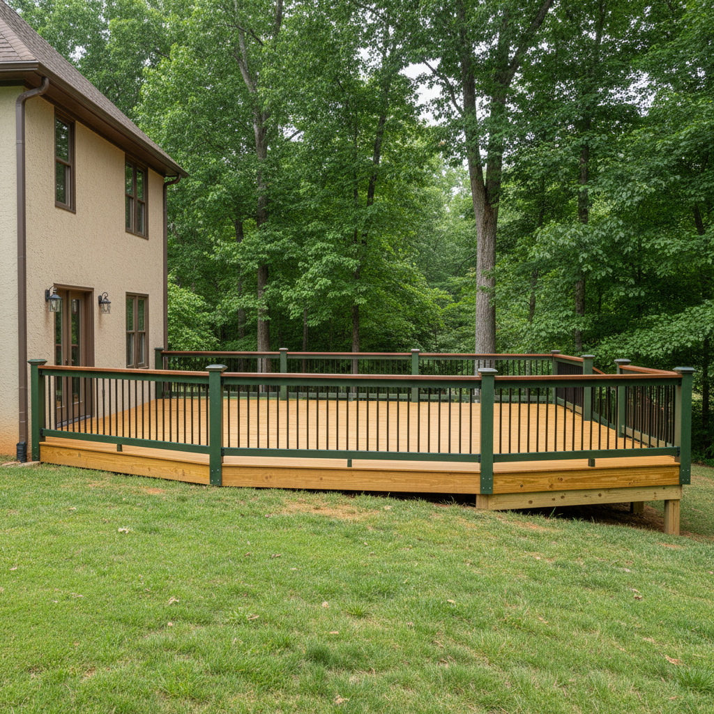 Completed deck railing installation work at a residential property in Ringgold, GA