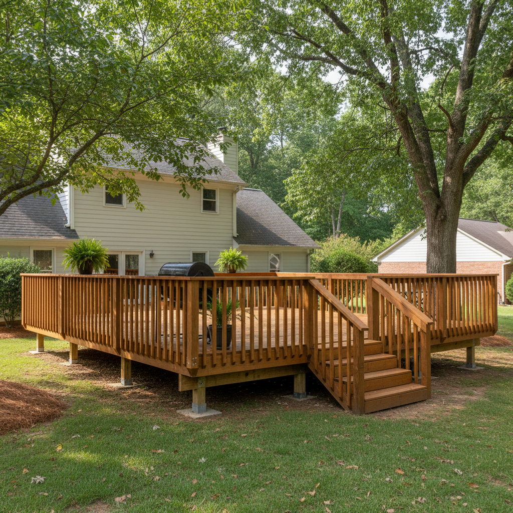 Completed deck repair work at a residential property in Warner Robins, GA