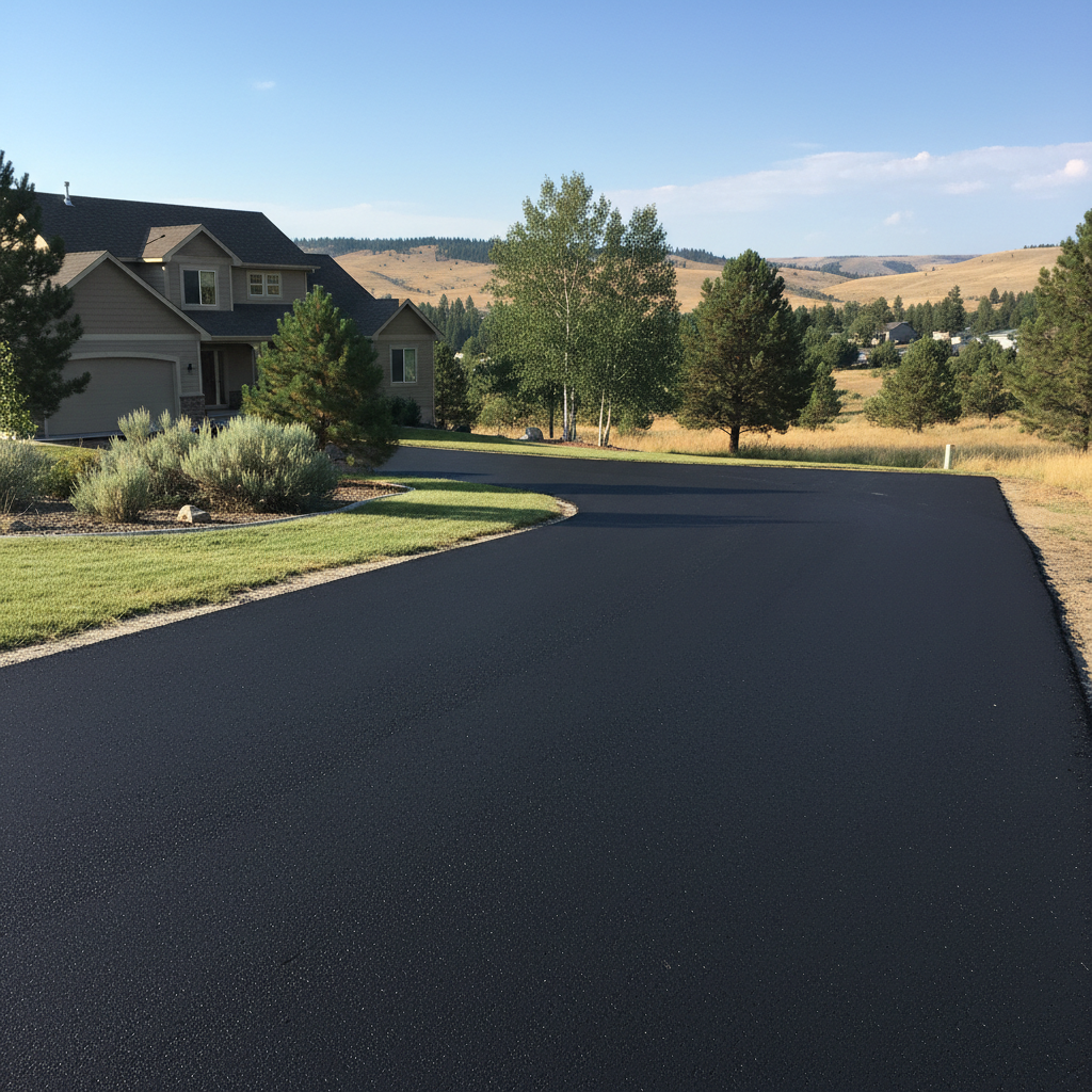 Completed driveway paving work at a residential property in Boise, ID