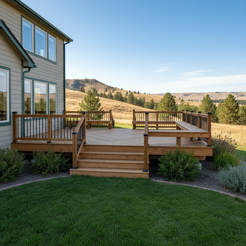 Completed deck construction work at a residential property in Boise, ID