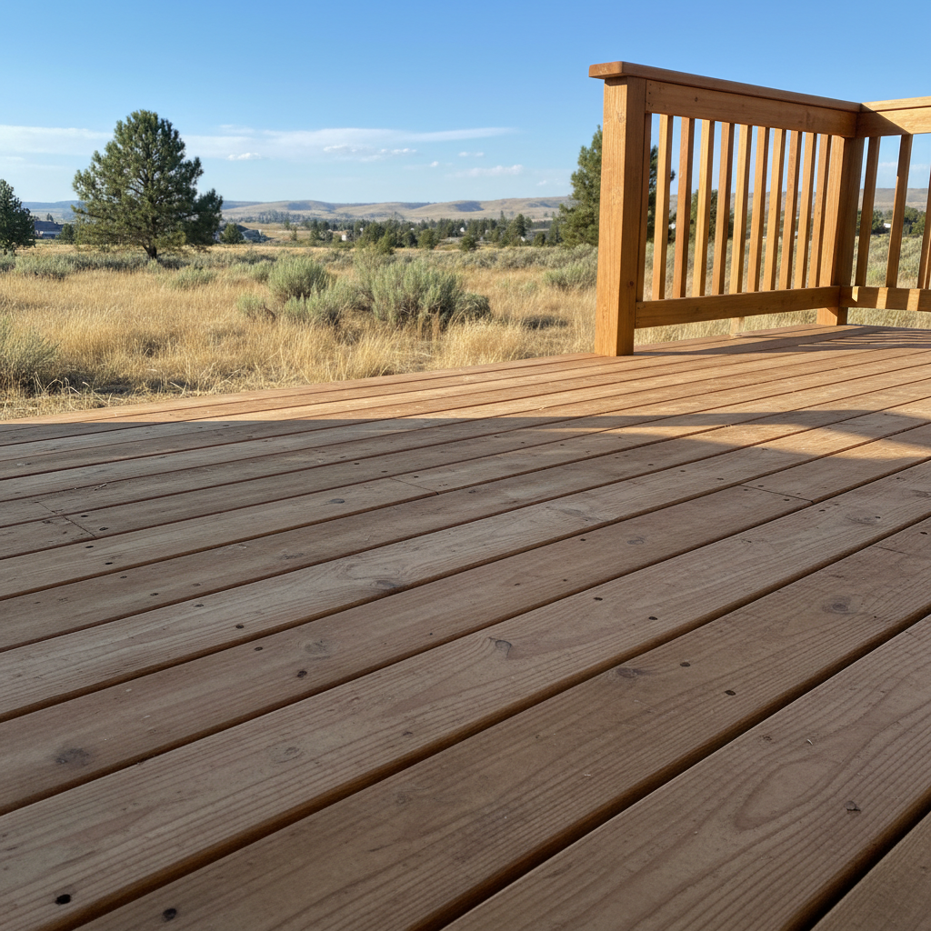 Completed wooden decks work at a residential property in Eagle, ID