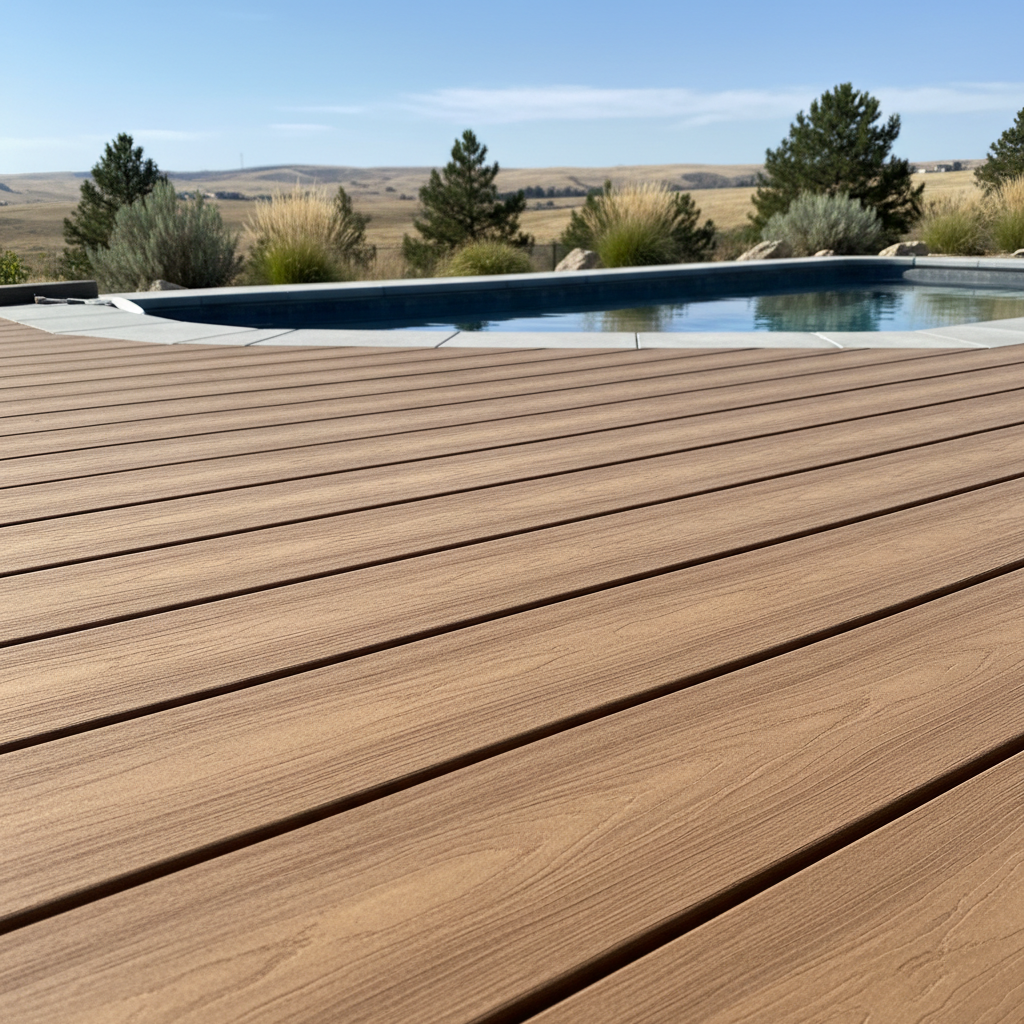 Completed pool decks work at a residential property in Eagle, ID